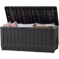 Keter Kentwood 92 Gallon Resin Deck Box-Organization and Storage for Patio Furniture Outdoor Cushions Throw Pillows