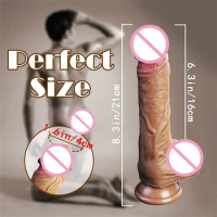 8.3 Inch Realistic Dildo with Powerful Suction Cup Realistic Penis Sex Toys Flexible G-spot Dildo with Curved Shaft and Ball 18+
