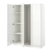 PAX/FARDAL 衣櫃/衣櫥組合, 白色/高亮面 白色, 150x60x201 公分