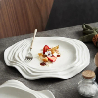 Chinese Decorative Tray Ceramic Artistic Conception Snack Bowls Wave Modeling Food Utensils Western Food Plate Cake Stand