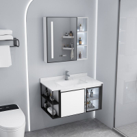 Stainless Steel Bathroom Cabinet With Mirror Sink Toilet Cabinet Waterproof Thickened Alumimum Bathroom Cabinet Combination Bathroom Table Environmentally Friendly Mate EC2118