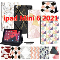 2021 IPad Case for New Mini 6 8.3 Inch Leather Cover Apple IPad Mini 6 A2567 A2568 A2569 Shape Pattern Ultrathin Pencil Cases