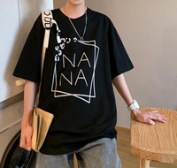 FINDSENSE X 韓潮 街頭時尚 寬鬆大尺碼 NANA字母印花 男士 短袖T恤 學生短T