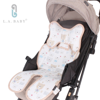 L.A. Baby  多功能3D涼感推車汽座餐椅座墊-加長型(頭枕可拆可調)熊熊家族白
