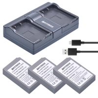 Batmax 3Pc PS-BLS5 BLS-5 BLS5 BLS-50 Battery +Dual USB Charger for Olympus OM-D E-M10, PEN E-PL2, E-PL5, E-PL6, E-PM2, Stylus 1