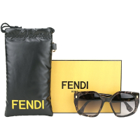 FENDI Bold FF Havana 多邊型漸層鏡片黑灰老花琥珀紋太陽眼鏡