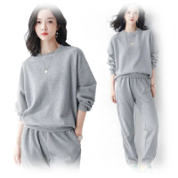 【LANNI 藍尼】★ 華夫格運動跑步服兩件套裝(休閒/女裝)