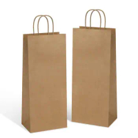 Kraft Paper Wine Gift Bags with Handles, 10/20 Kraft Paper Wine Storage Bags for Christmas, Wedding, Party Favor Bags