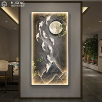 Lukisan Porcelain Painting Diamond Ikan Koi 9 FengShui Bulan Gold LED