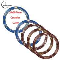 38x30.7mm Ceramic Curve Watch Bezel Insert Fit For Seiko SKX007 SKX009 NH35 NH36 Movement Case Men's Watch Case Bezel Insert