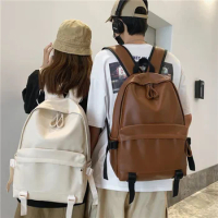 Large Leisure Student Cute Backpack Travel simple pu soft leather Outdoor Unisex Sport Bag Women Men School Bags Mochilas