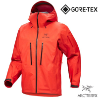 【ARCTERYX 始祖鳥】男 Alpha SV GORE-TEX PRO 防風防水保暖透氣連帽外套.夾克_X000007555 時代橘/黑