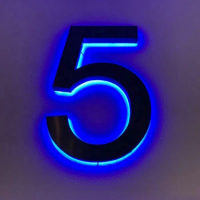 Outdoor waterproof garden backlit house number glowing metal letter signs stainless steel 3d led luminous numbers plate