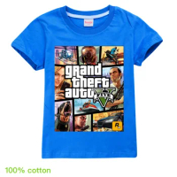 GTA5 Grand Theft Auto Children T-shirt Tops Clothing Boys Fashion Round Neck Short Girl Sleeve Top New Arrival Kids Clothing