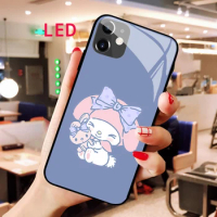 melody Luminous Tempered Glass phone case For Apple iphone 12 11 Pro Max XS mini Acoustic Control Protect LED Backlight cover