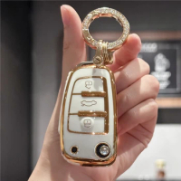 Car Key Fob Cover with Bling Keyring For Audi A1 A3 A4 A6 Q1 Q3 Q5 Q7 S3 S4 S6 R8 TT Key Shell Cover Girly