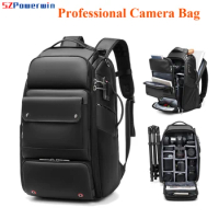 Powerwin ALL-IN-ONE Backpack Waterproof Photography DSLR Camera Bag For Canon/Nikon Drone Tripod Lens 17 Inch Laptop Formal Case