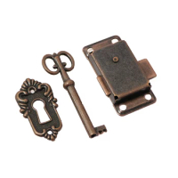 2 Set Antique Drawer Lock W/Key Iron Door Lock Drawer Jewelry Wood Box Cabinet Wardrobe Cupboard Door Lock Furniture