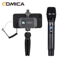 Comica CVM-WS50(H) Wireless Smartphone Microphone System 6 Channels Handheld Microphones for iPhone Samsung Huawei Mobile Phones