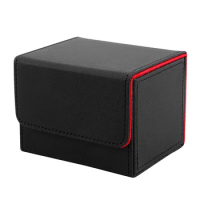 Card Box Side-Loading Card Box Deck Case for Mtg Yugioh Card Binder Holder 100+,Black Red