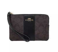 Coach F58035 Corner Wristlet Zip Sig Brown Black