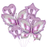 6Pcs Purple Butterfly Balloons Set for Fairy Garden Butterfly Themed Party Wedding Baby Shower Girls Birthday Party Decor