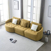 Tufted 3 Seater Sofa Sectional Sofa Teddy Fabric 3 Seater Couch for Living Room for indoor living room furniture
