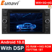 Eunavi 2 Din Android 10 Car Multimedia Radio GPS DVD For Ford Mondeo S-max Focus C-MAX Galaxy Fiesta transit Fusion Connect kuga