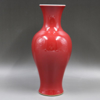 清乾隆胭脂紅釉觀音瓶手工仿古家居裝飾瓷器擺件古董古玩老貨收藏1入