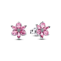 ต่างหู Herbarium Sparkling Pink Flower Stud Earrings สีเงิน