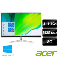 【Acer 宏碁】C24-1650 24型AIO液晶電腦(i3-1115G4/8G/512G SSD/W10)