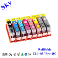 Sky Refillable cartridges / Ink For Canon CLI65 CLI-65 , For Canon PIXMA Pro-200 pro200 printer
