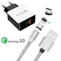 QC 3.0 Fast Charger Type C Magnet Charge Wire for Samsung A70 S9 Note 10 ZTE Axon 9 Pro Nubia X Red Magic 3 Magnetic USB Cable