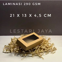 Box Ivory Kraft Coklat LAMINASI JENDELA Untuk Kotak Brownies Kue Roti Snack Martabak 21x13x4.5 CM Kr