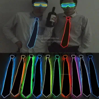 NEW Flashing Light Up EL Wire Neon LED Bowtie 10 Colors Choice Lighting EL Tie for Wedding Dance Show Props
