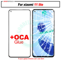 original For xiaomi11 lite mi11 liteGlass lens front glass new Replacement for xiaomi 11lite LCD Outer Panel Repair with OCA