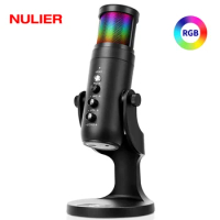 NULIER RGB USB Condenser Microphone Professional Vocals Streams Mic Recording Studio Computer Mic for PC PS5 Mac