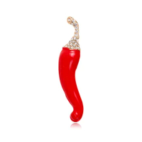 Vivid Red Pepper Brooch Chili Vegetables Brooches For Women Girls Suit Dress Accessories Gold Color Pins Enamel Bijoux
