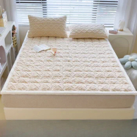 Home Dormitory Winter Warm Thicken Flannel Mattress Toppers Soft Foldable Queen Bed Sheet Quilted Thin Tatami Mat Mattress Cover
