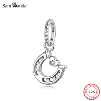 Original 925 Sterling Silver Charms Lucky Horseshoe Charm Bead Fit Pandora Bracelets Necklaces DIY Jewelry