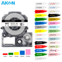 Aken 6/9/12mm SS12KW Label Tape Compatible for Epson Label Works Lw400 LK4WBN LC-4WBN LC 4WBN9 SS12KW 9mm Cartridge LW-300