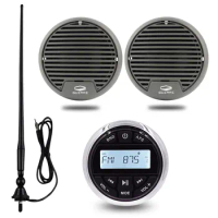 Waterproof Marine Stereo Audio Radio Bluetooth Receiver Car MP3 Player+3inch Boat Speakers+AM FM Antenna For RV ATV Motorcycle