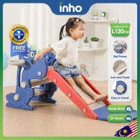 INHO Dinosaur Slide With Basketball Frame Kids Playground Indoor Outdoor Safety Slide Playground Gel