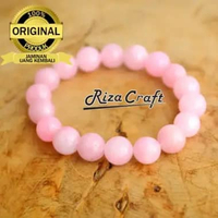 Riza craft Gelang Batu Akik Rose Quartz Pink Merah Muda Alam Asli Natural Kualitas Terbaik