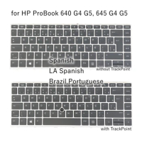 BR Portuguese LA Spanish Laptop Keyboard for HP ProBook 640 G4 G5, 645 G4 G5 Backlit Silver Frame
