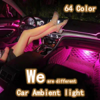 Auto Interior Decorative Ambient Neon Lamp Car Atmosphere Lights EL Neon Wire Strip Light RGB Multiple Modes App Sound Control