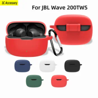 For JBL Wave 200TWS Case Solid Color Earphone Cover fundas for jbl 200 Soft Shockproof Silicone hearphone Accessories with hooks