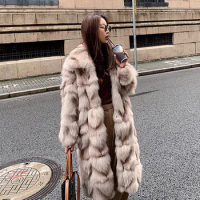 Long Faux Fox Fur Coat for Women Brown Fluffy Jacket Casual Overcoat Thick Warm Coat Imitation Fur Loose Women's Winter Fur Coat