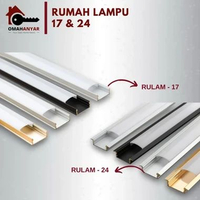 (POTONG JADI 3/4) List Rumah Lampu Huben LED Stripe Aluminium RULAM-17 & 24 (Anodize, Hitam, Putih, 