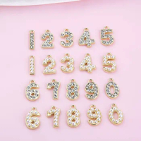 20pcs 10mm gold color alloy Fashion Jewelry Charms Lucky DIY Number Pendant 0-9 single Arabic number metal charms